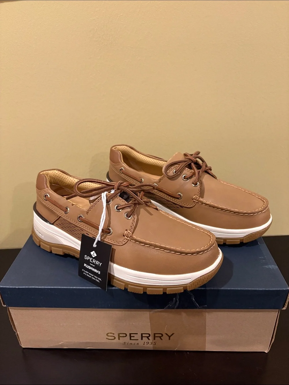 Sperry Mens Gold Billfish Plushwave Gold Cup Collection Boat Shoe Tan 7.5 NIB